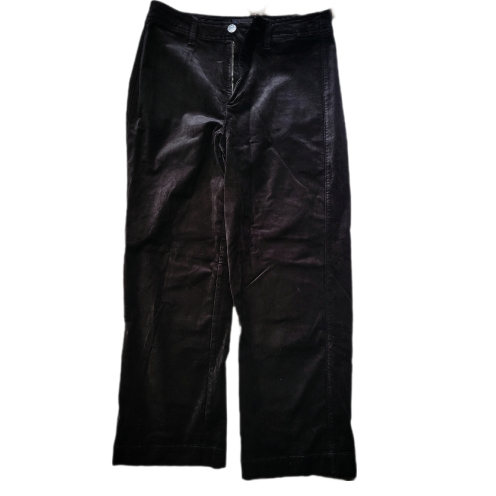 Paige // Women's Nellie Velvet Cropped Wide Leg Jeans // S28 / Black
